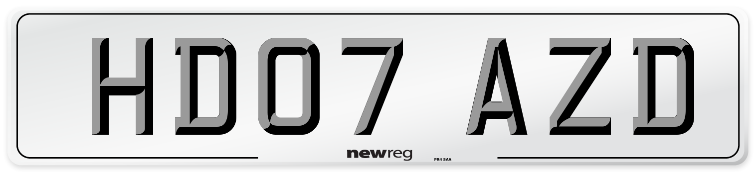 HD07 AZD Number Plate from New Reg